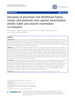 Discovery of Prosimian and Afrotherian Foamy Viruses And
