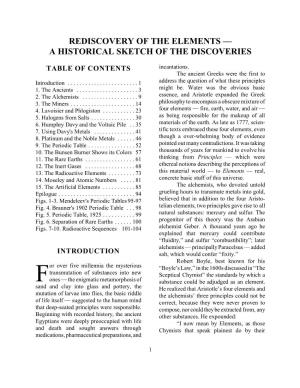 Rediscovery of the Elements — a Historical Sketch of the Discoveries