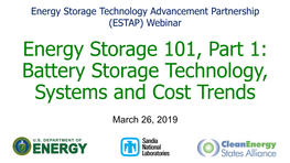 Battery Storage Technology, Systems and Cost Trends