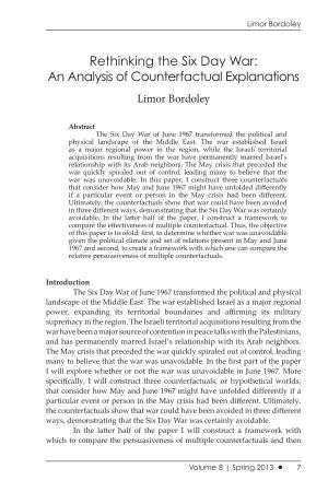 Rethinking the Six Day War: an Analysis of Counterfactual Explanations Limor Bordoley