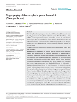 Biogeography of the Xerophytic Genus Anabasis L. (Chenopodiaceae)