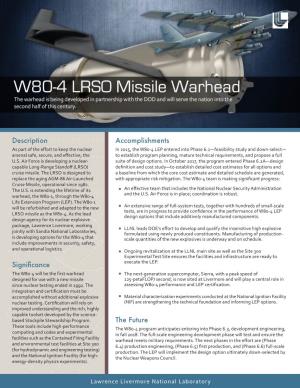 W80-4 LRSO Missile Warhead