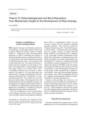 Vitamin D, Osteoclastogenesis and Bone Resorption: from Mechanistic Insight to the Development of New Analogs
