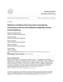 Multiomics Modeling of the Immunome, Transcriptome, Microbiome, Proteome and Metabolome Adaptations During Human Pregnancy