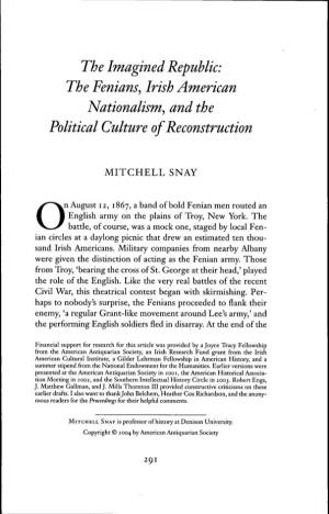 The Imagined Republic: the Fenians, Irish American Nationalism, and the Political Culture of Reconstruction