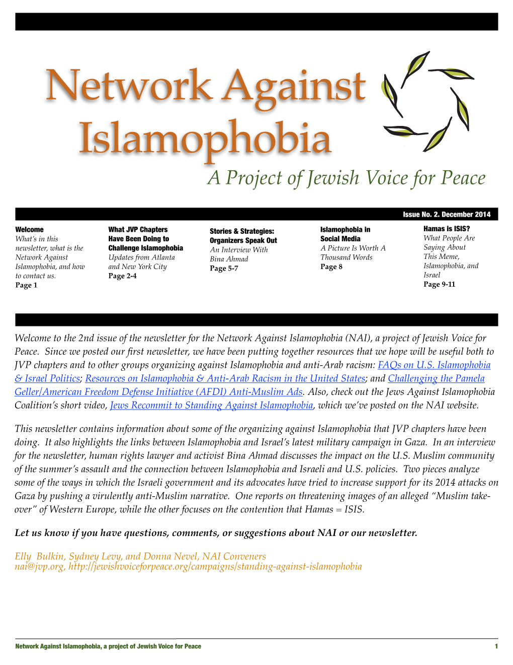 Network Against Islamophobia a Project of Jewish Voice for Peace