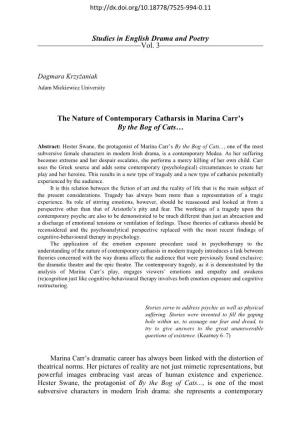 The Nature of Contemporary Catharsis in Marina Carr's by The