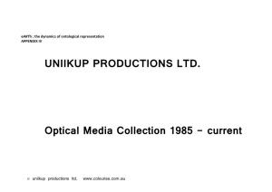 UNIIKUP PRODUCTIONS LTD. Optical Media Collection 1985