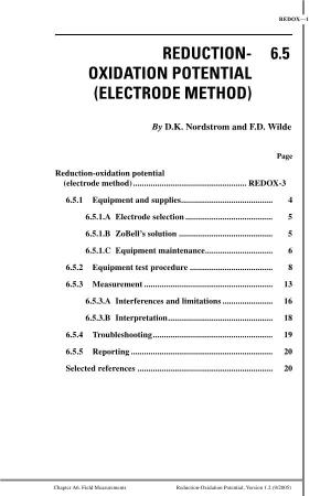 Reduction- 6.5 Oxidation Potential (Electrode Method)