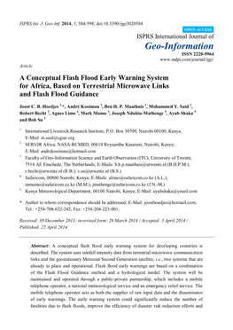 A Conceptual Flash Flood Early Warning System for Africa, Based on Terrestrial Microwave Links and Flash Flood Guidance