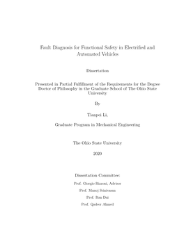 Fault Diagnosis for Functional Safety in Electrified and Automated Vehicles
