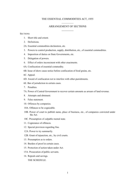 The Essential Commodities Act, 1955 ______Arrangement of Sections ______Sections 1