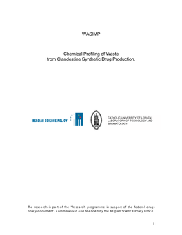 WASIMP Chemical Profiling of Waste from Clandestine Synthetic Drug Production