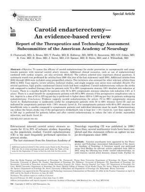 Carotid Endarterectomy— an Evidence-Based Review