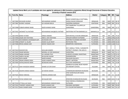 Sr. Form No. Name Parentage Address District Category MM MO %Age