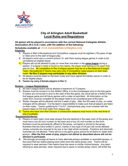 Adult Basketball Rules and Regulations