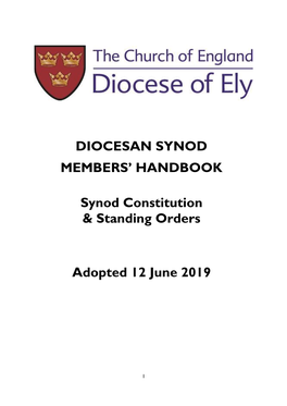 DIOCESAN SYNOD MEMBERS' HANDBOOK Synod Constitution