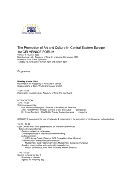 The Promotion of Art and Culture in Central Eastern Europe 1St CEI