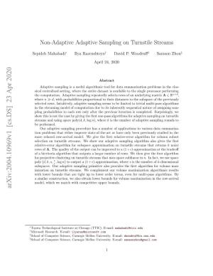 Non-Adaptive Adaptive Sampling on Turnstile Streams
