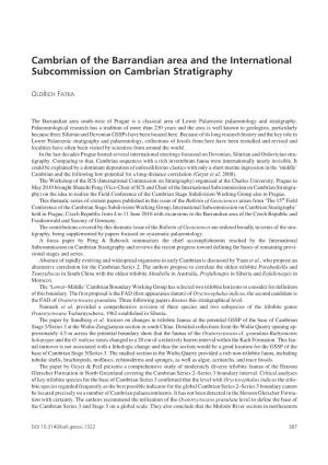 Cambrian of the Barrandian Area and the International Subcommission on Cambrian Stratigraphy