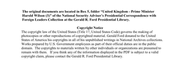 Prime Minister Harold Wilson (3)” of the National Security Adviser’S Presidential Correspondence with Foreign Leaders Collection at the Gerald R