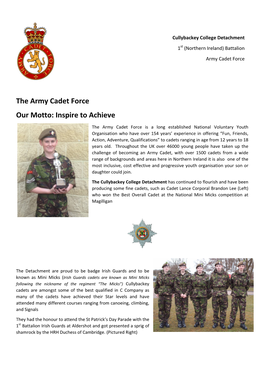 The Army Cadet Force Our Motto: Inspire to Achieve