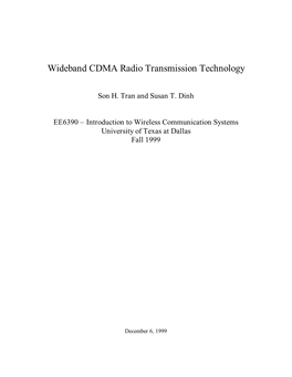 Wideband CDMA Radio Transmission Technology