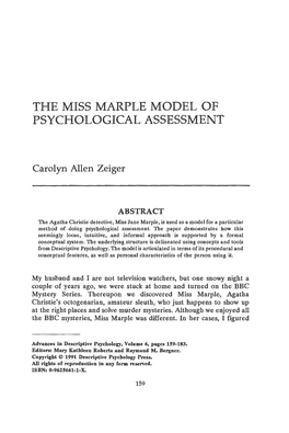 The Miss Marple Model of Psychological Assessment