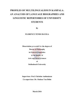 Profiles of Multilingualism in Kampala: an Analysis of Language Biographies and Linguistic Repertoires of University Students