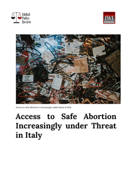 Access to Safe Abortion Increasingly Under Threat in Italy