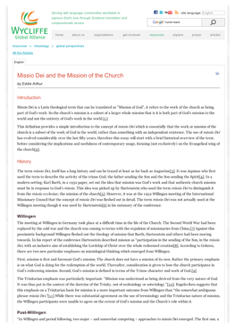 Missio Dei and the Mission of the Church by Eddie Arthur