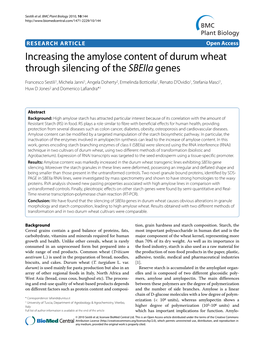 Increasing the Amylose Content of Durum Wheat Through Silencing of the Sbeiia Genes