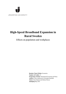 High-Speed Broadband Expansion in Rural Sweden Effects on Population and Workplaces