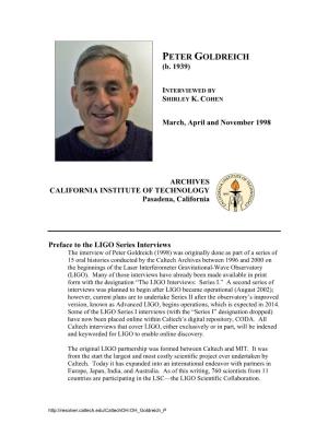 Interview with Peter Goldreich