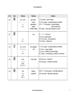 Level 2 Kanji List