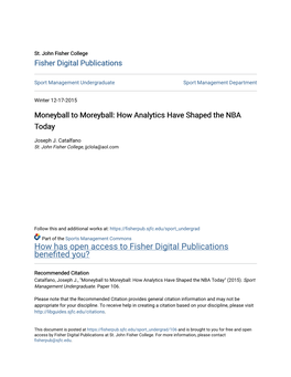 Moneyball to Moreyball: How Analytics Have Shaped the NBA Today