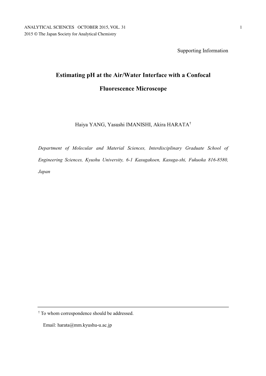 Estimating Ph at the Air/Water Interface with a Confocal