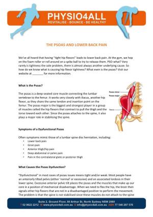 The Psoas and Lower Back Pain