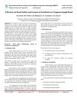 A Review on Road Safety and Causes of Accidents on Tasgaon-Sangli Road