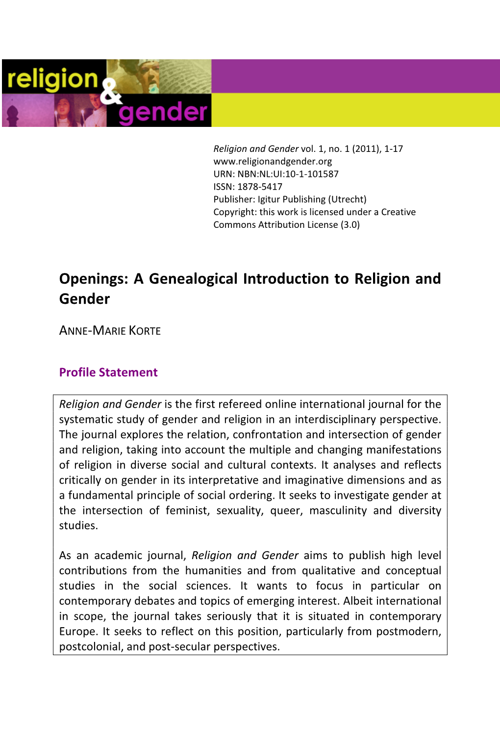 Implications of Queer Theory for the Study of Religion and Gender?