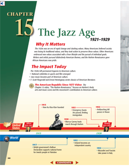 The Jazz Age 1921–1929 Why It Matters the 1920S Was an Era of Rapid Change and Clashing Values