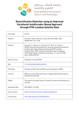 Desertification Detection Using an Improved Variational Autoencoder-Based Approach Through ETM-Landsat Satellite Data