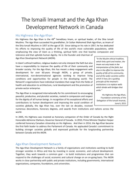 The Ismaili Imamat and the Aga Khan Development Network in Canada