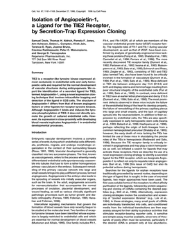 Isolation of Angiopoietin-1, a Ligand for the TIE2 Receptor, by Secretion-Trap Expression Cloning