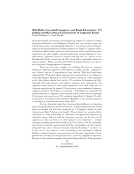 Wild Bulls, Discarded Foreigners, and Brash Champions: US Empire and the Cultural Constructions of Argentine Boxers Daniel Fridman & David Sheinin