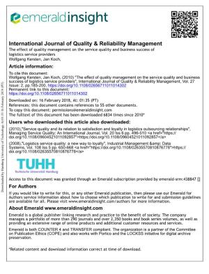 The Effect of Quality Management on the Service Quality and Business