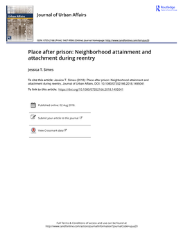 Place After Prison: Neighborhood Attainment and Attachment During Reentry