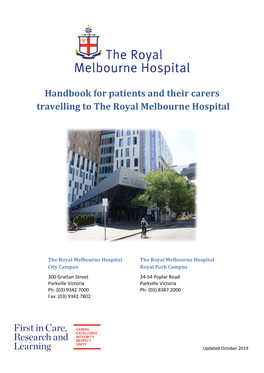 Handbook for Patients and Their Carers Travelling to the Royal Melbourne Hospital