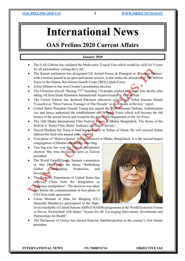 International News OAS Prelims 2020 Current Affairs