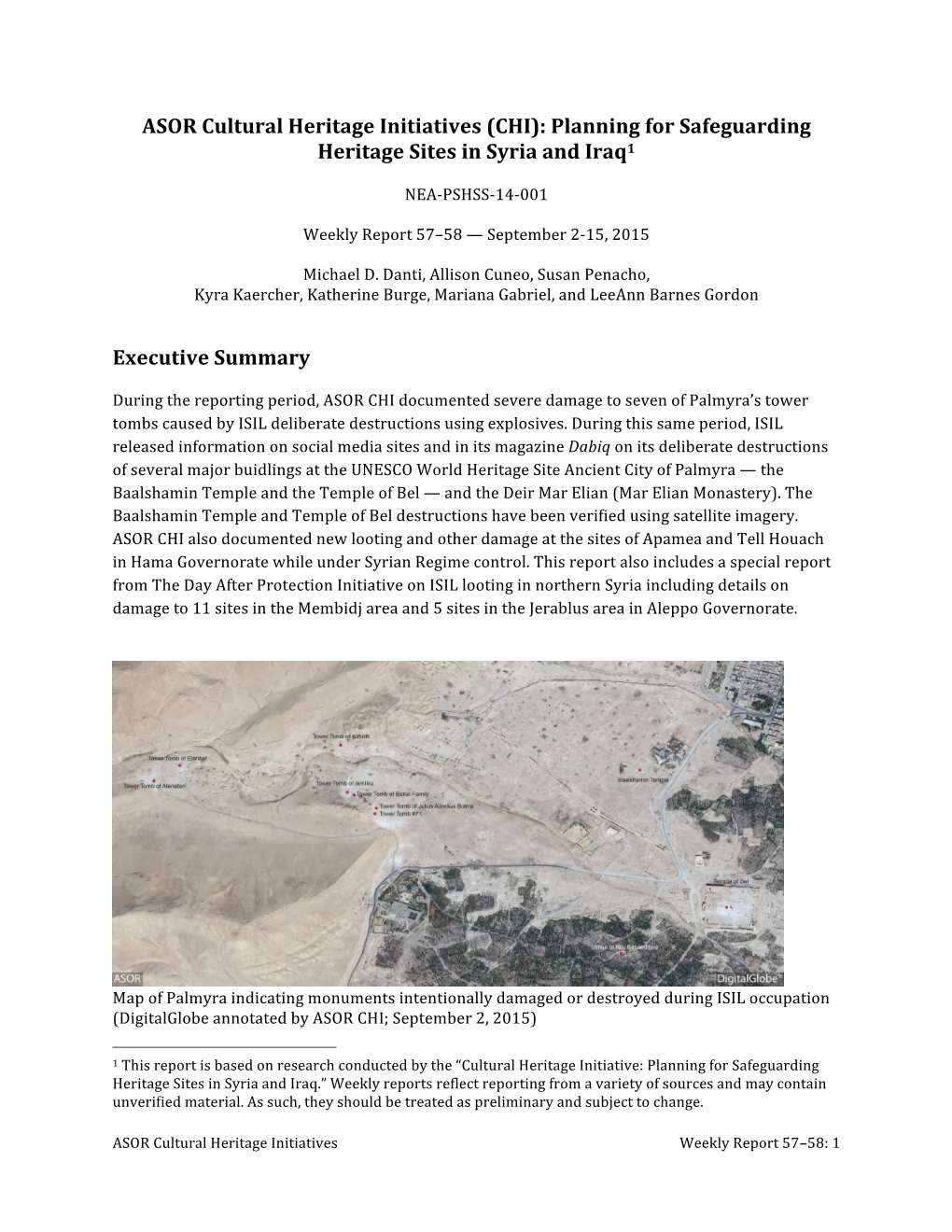 ASOR Cultural Heritage Initiatives (CHI): Planning for Safeguarding Heritage Sites in Syria and Iraq1